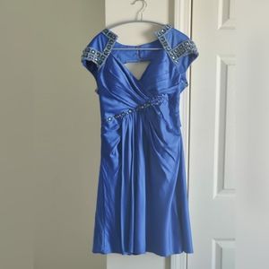 Royal blue dress with crystal beads